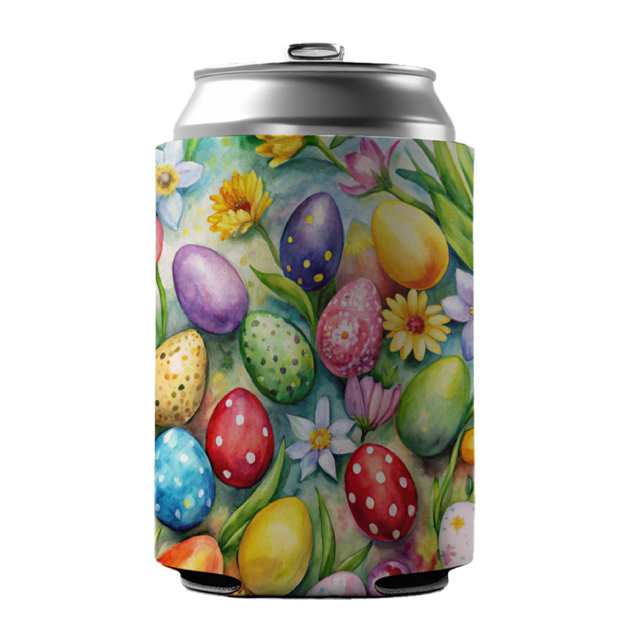 Pretty Easter Eggs Flowers Watercolor Can Cooler Beer Soda Drink Insulated Holder Sleeve Hugger