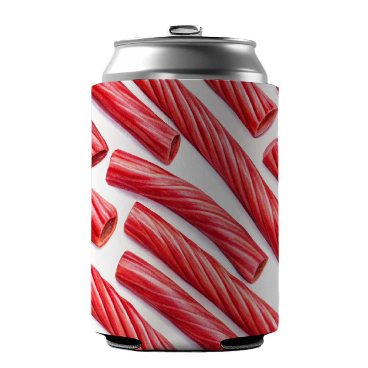 Red Licorice Can Cooler Beer Soda Drink Insulated Holder Sleeve Hugger