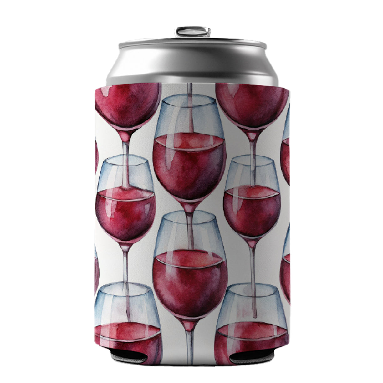 Red Wine Glasses Watercolor Can Cooler Beer Soda Drink Insulated Holder Sleeve Hugger