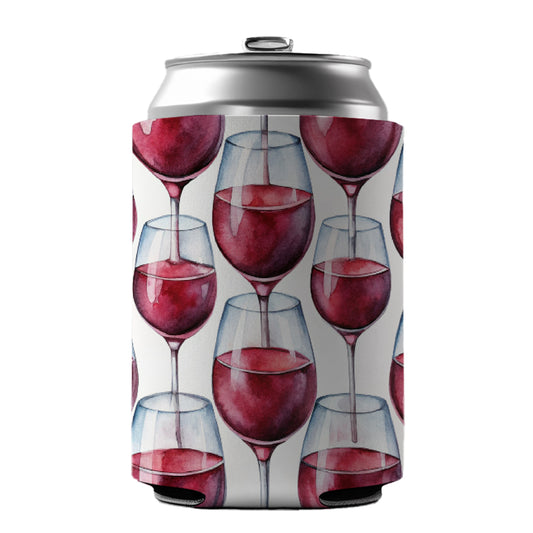 Red Wine Glasses Watercolor Can Cooler Beer Soda Drink Insulated Holder Sleeve Hugger