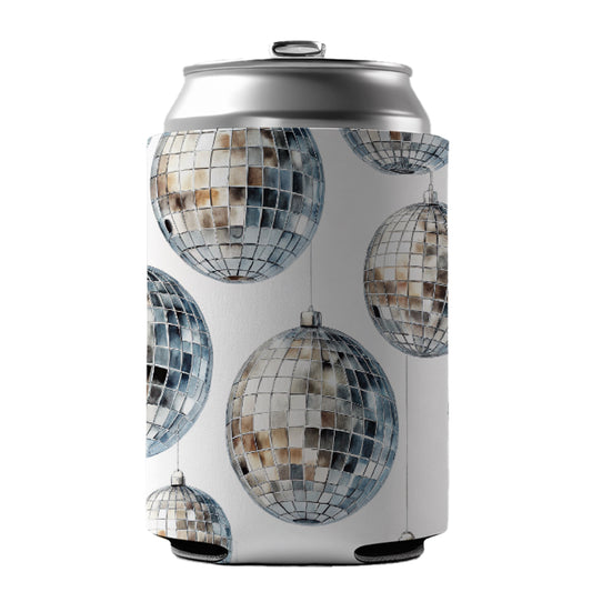 Silver Disco Balls Watercolor Can Cooler Beer Soda Drink Insulated Holder Sleeve Hugger