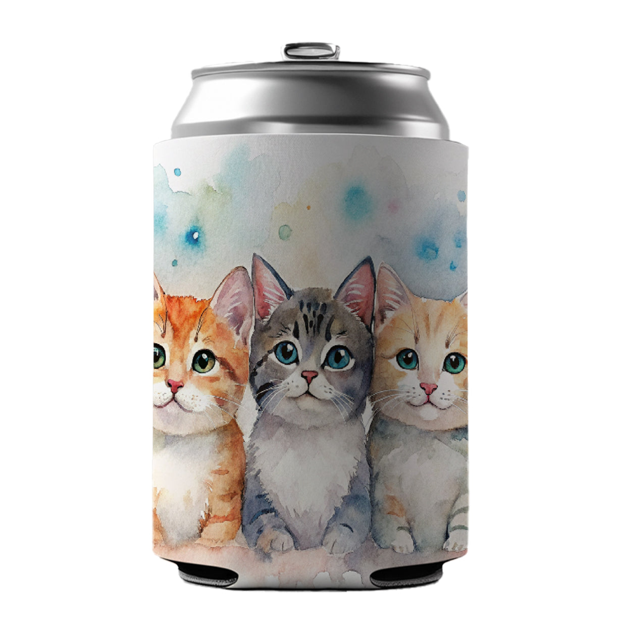 Small Cute Cats In A Row Can Cooler Beer Soda Drink Insulated Holder Sleeve Hugger