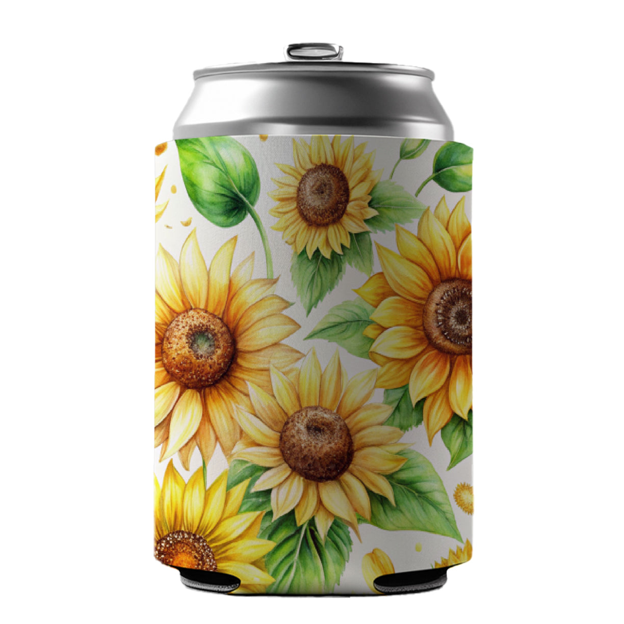 Sunflowers Scattered Watercolor Can Cooler Beer Soda Drink Insulated Holder Sleeve Hugger