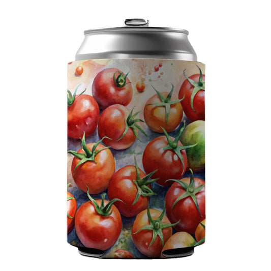 Tomatoes Watercolor Can Cooler Beer Soda Drink Insulated Holder Sleeve Hugger