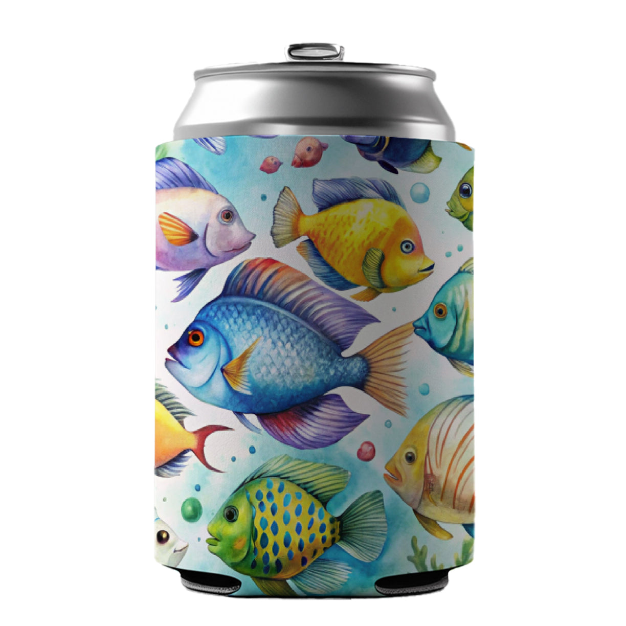 Tropical Fish Swimming Ocean Can Cooler Beer Soda Drink Insulated Holder Sleeve Hugger