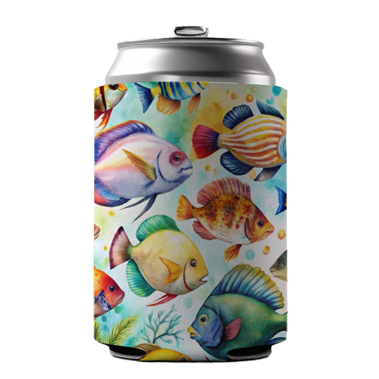 Tropical Fish Watercolor Can Cooler Beer Soda Drink Insulated Holder Sleeve Hugger