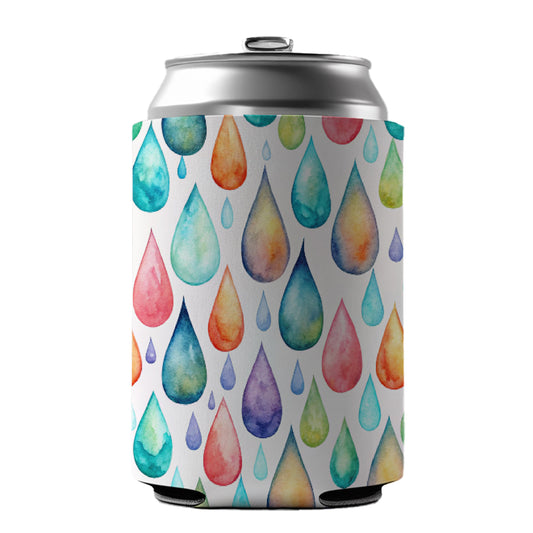 Water Droplets Colorful Watercolor Can Cooler Beer Soda Drink Insulated Holder Sleeve Hugger