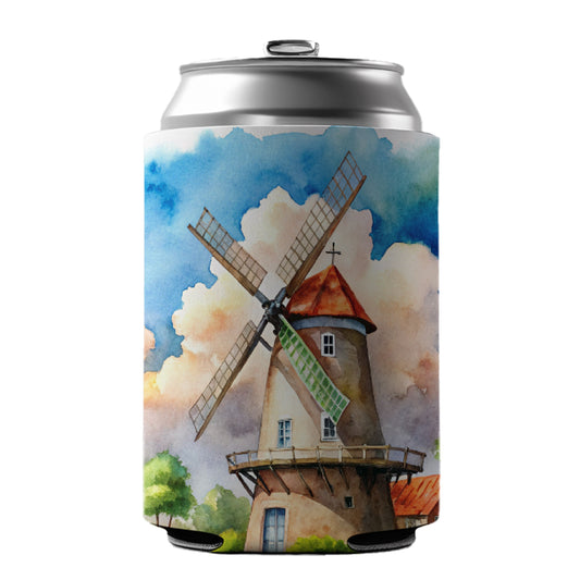 Windmill Beautiful Watercolor Can Cooler Beer Soda Drink Insulated Holder Sleeve Hugger