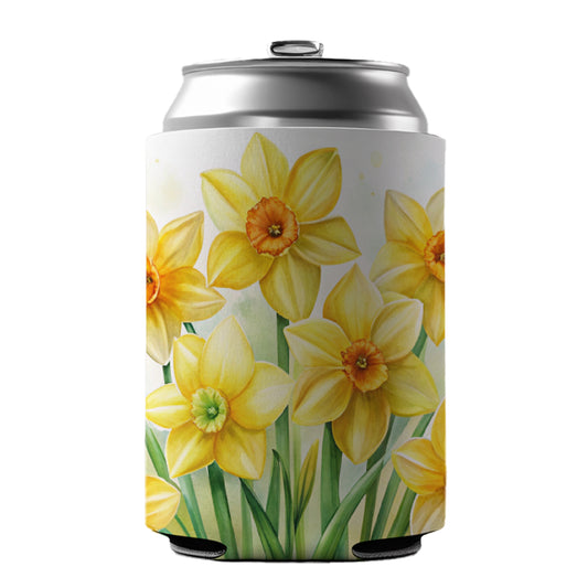 Yellow Daffodils Flowers Watercolor Can Cooler Beer Soda Drink Insulated Holder Sleeve Hugger