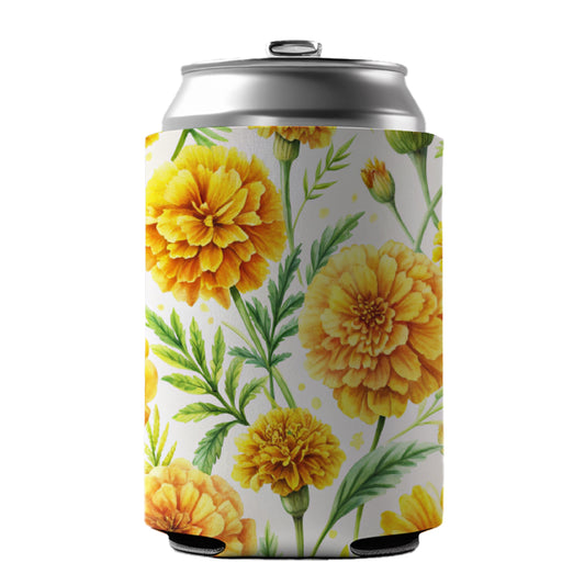 Yellow Marigolds Flowers Watercolor Can Cooler Beer Soda Drink Insulated Holder Sleeve Hugger