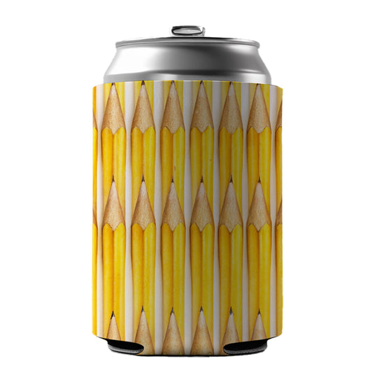 Yellow Pencils Teachers Artist Can Cooler Beer Soda Drink Insulated Holder Sleeve Hugger