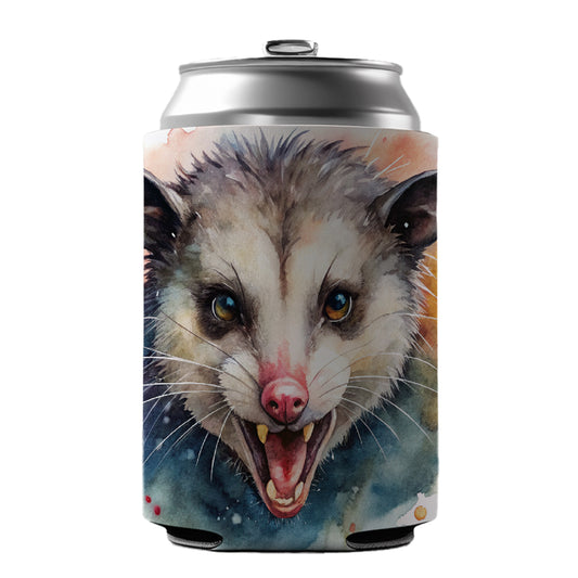 Angry Mad Opossum Watercolor Can Cooler Beer Soda Drink Insulated Holder Sleeve Hugger