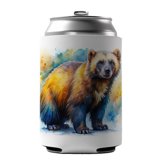 Animal Mad Wolverine Watercolor Can Cooler Beer Soda Drink Insulated Holder Sleeve Hugger