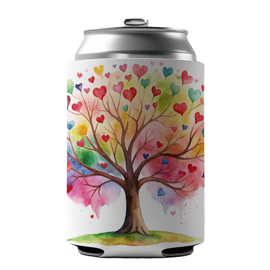 Autism Awareness Acceptance Tree With Hearts Watercolor Can Cooler Beer Soda Drink Insulated Holder Sleeve Hugger