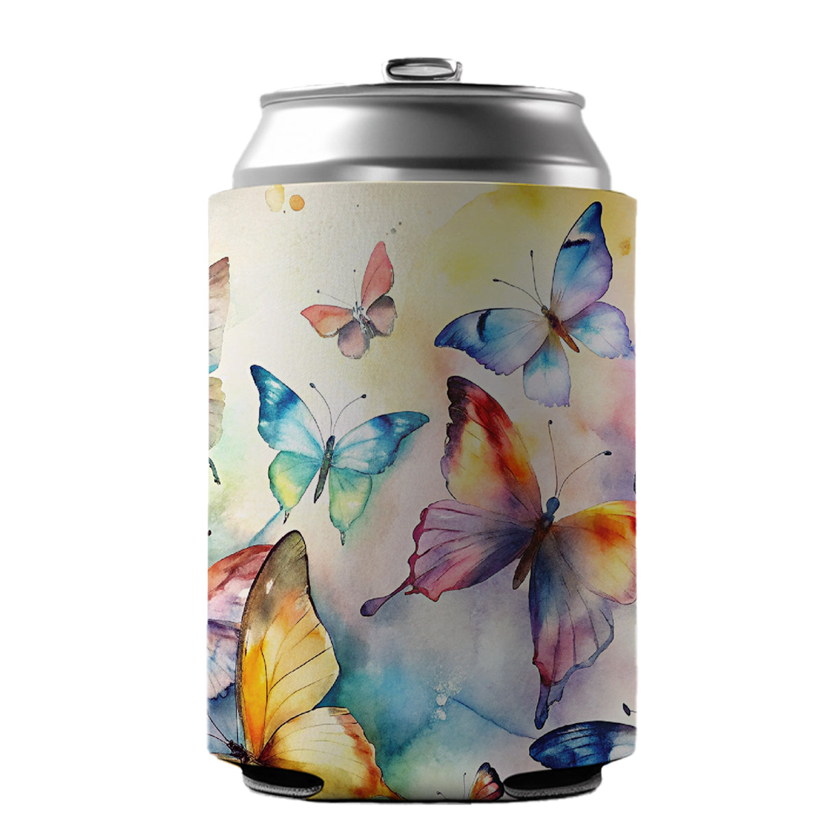Beautiful Watercolor Colorful Butterflies Can Cooler Beer Soda Drink Insulated Holder Sleeve Hugger