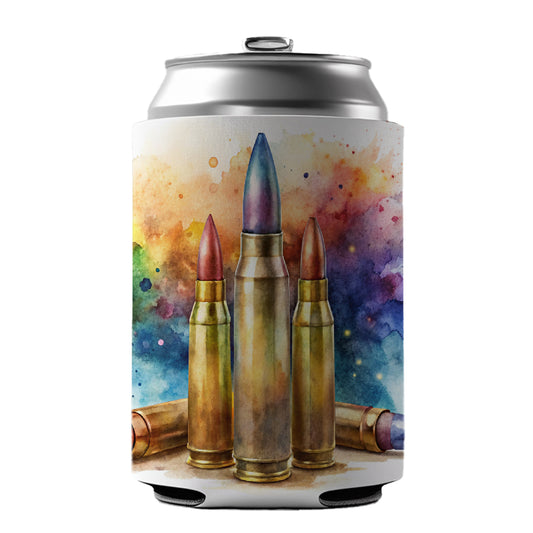 Bullets Watercolor Can Cooler Beer Soda Drink Insulated Holder Sleeve Hugger