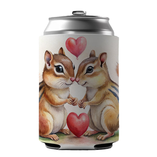 Chipmunks In Love Valentine's Day Can Cooler Beer Soda Drink Insulated Holder Sleeve Hugger