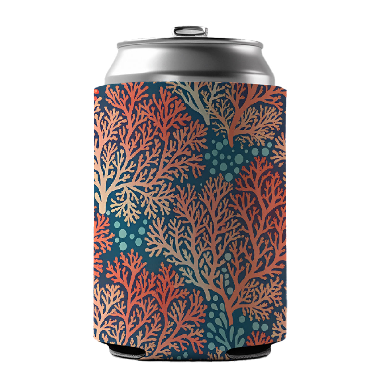 Coral Pattern Reef Ocean Can Cooler Beer Soda Drink Insulated Holder Sleeve Hugger