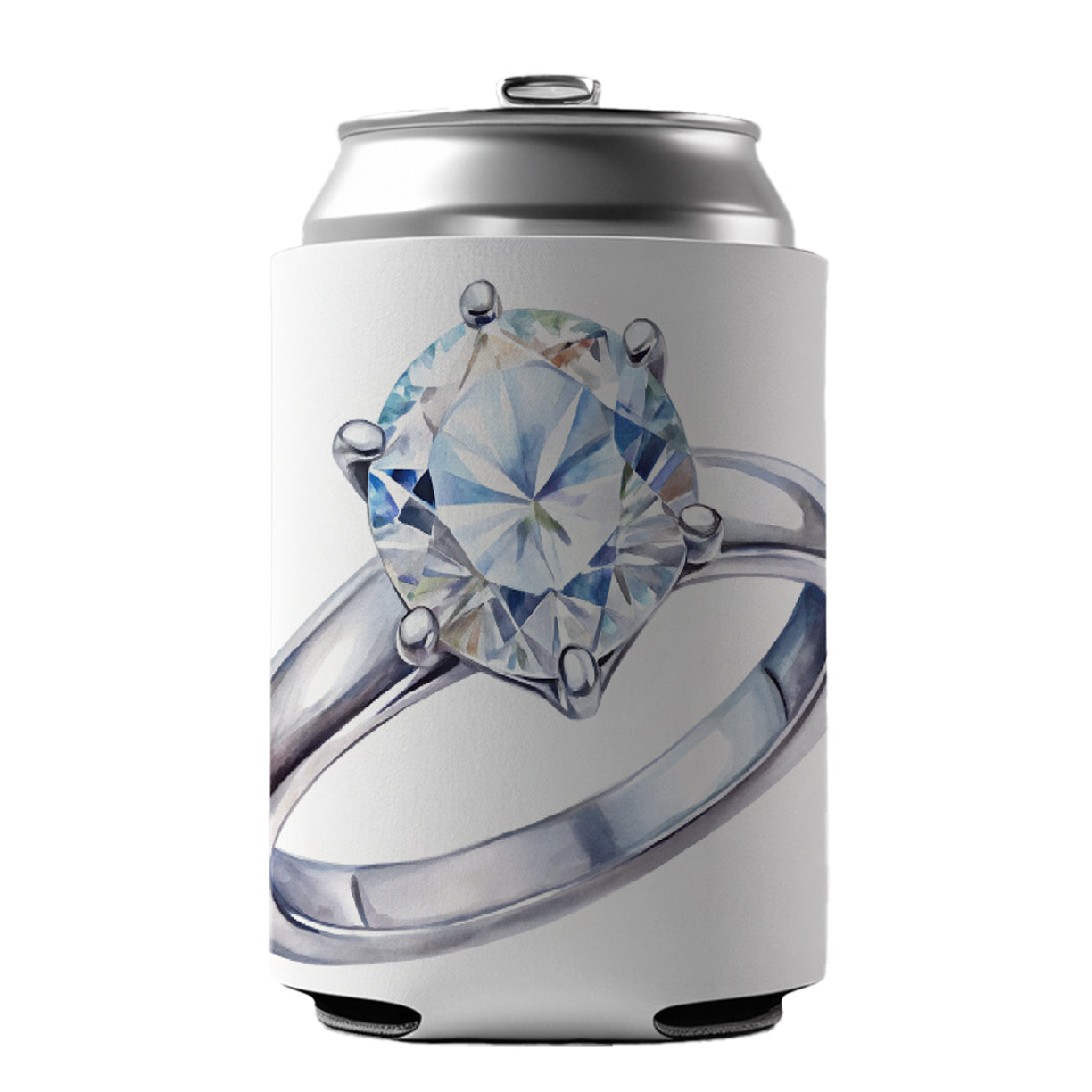 Diamond Ring Engagement Engaged Wedding Proposal Can Cooler Beer Soda Drink Insulated Holder Sleeve Hugger