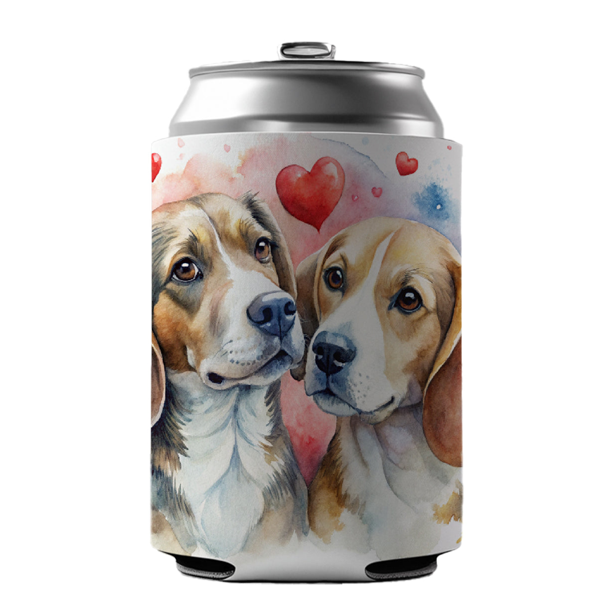 Dogs In Love Valentine's Day Beagles Can Cooler Beer Soda Drink Insulated Holder Sleeve Hugger
