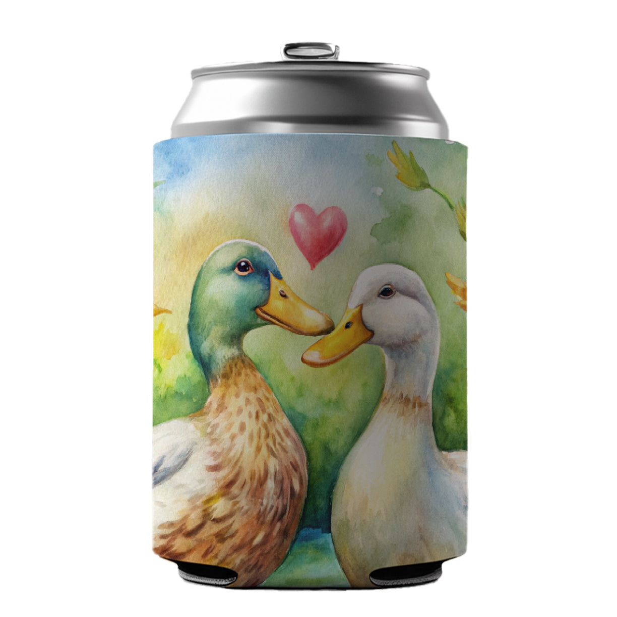 Ducks In Love Heart Valentine's Day Can Cooler Beer Soda Drink Insulated Holder Sleeve Hugger