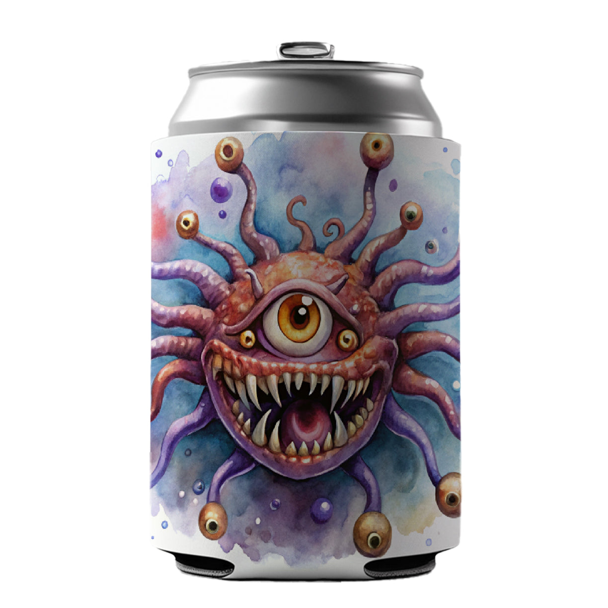 Fantasy Creature Monster Beholder Watercolor Can Cooler Beer Soda Drink Insulated Holder Sleeve Hugger