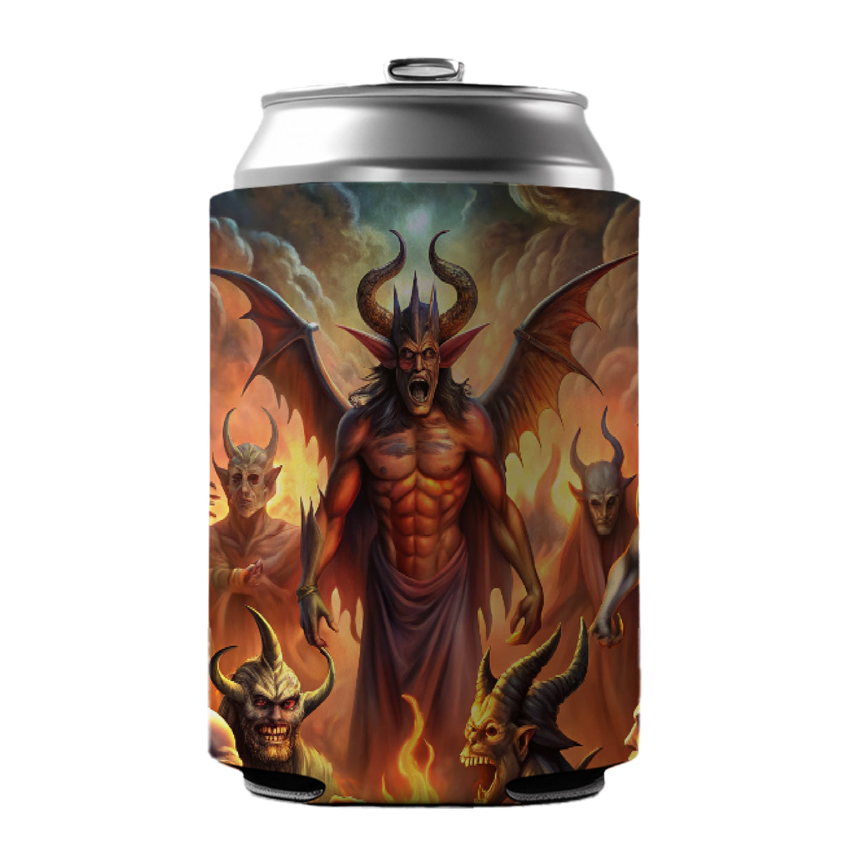 Fantasy Demon Congregation By Firelight Can Cooler Beer Soda Drink Insulated Holder Sleeve Hugger