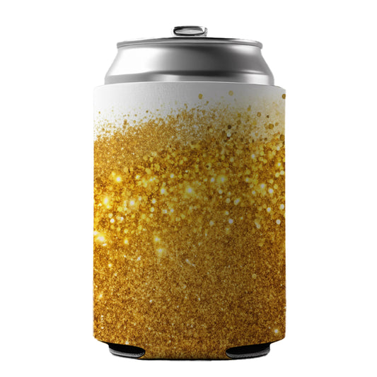 Gold Faux Glitter Can Cooler Beer Soda Drink Insulated Holder Sleeve Hugger