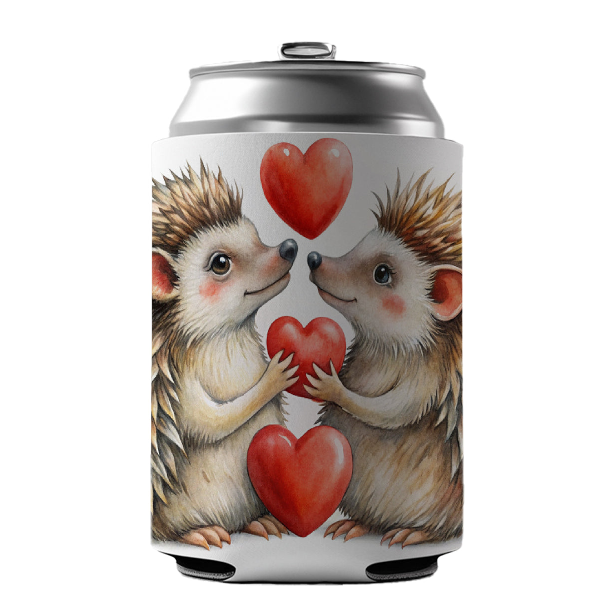 Hedgehogs In Love With Hearts Valentine's Day Can Cooler Beer Soda Drink Insulated Holder Sleeve Hugger