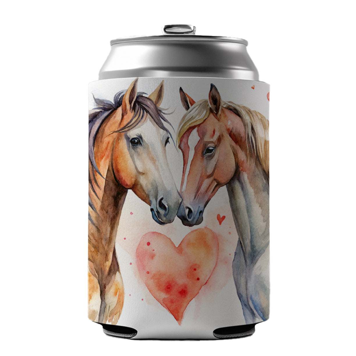 Horses In Love Heart Valentine's Day Can Cooler Beer Soda Drink Insulated Holder Sleeve Hugger