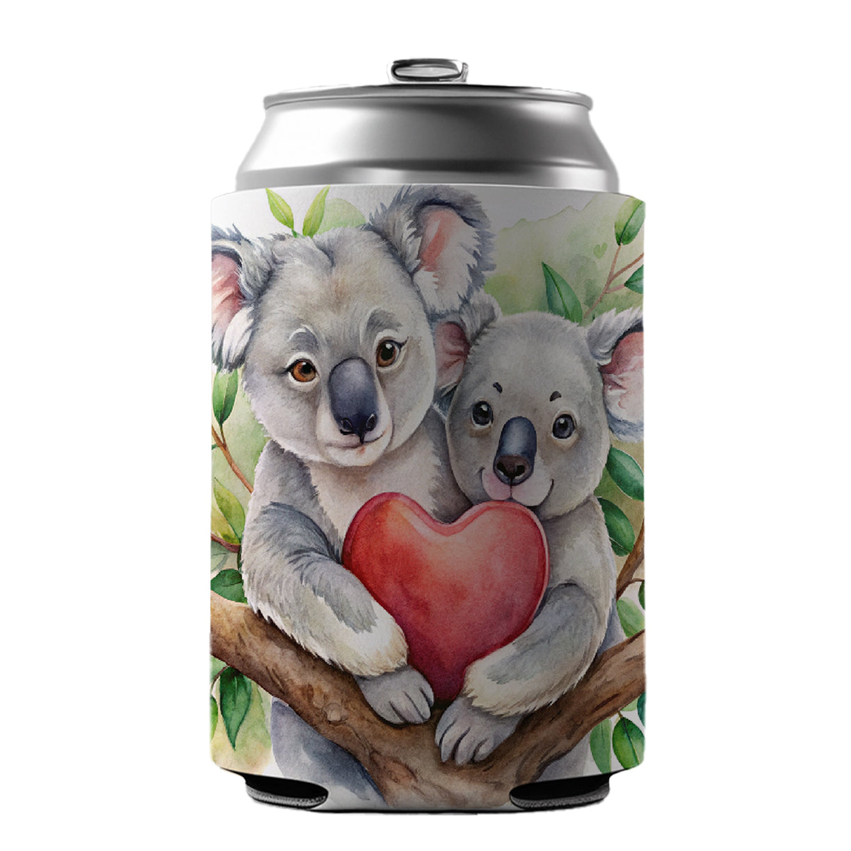 Koalas In Love Heart Valentine's Day Can Cooler Beer Soda Drink Insulated Holder Sleeve Hugger