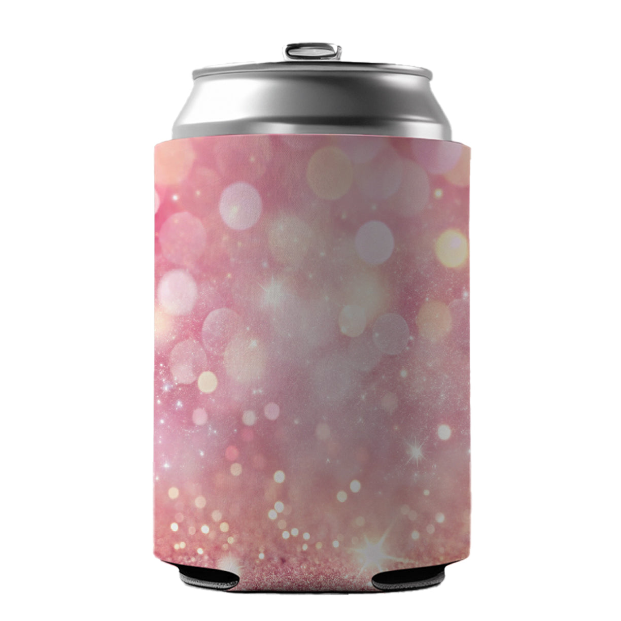 Light Pink Faux Glitter Can Cooler Beer Soda Drink Insulated Holder Sleeve Hugger