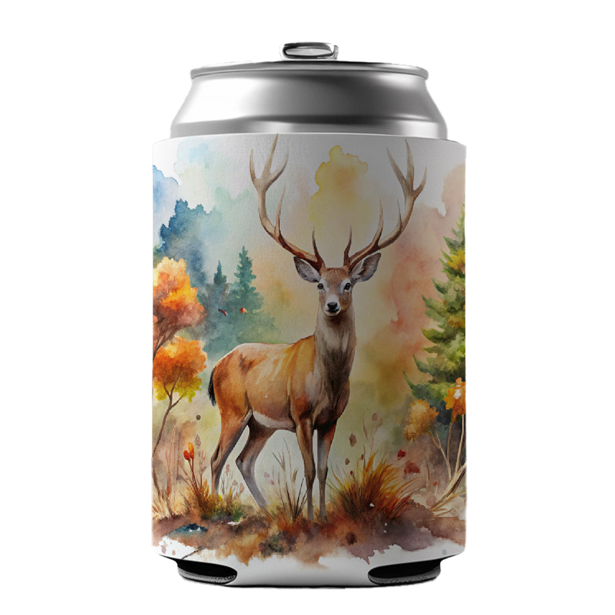 Majestic Deer Hunting Hunter Watercolor Can Cooler Beer Soda Drink Insulated Holder Sleeve Hugger