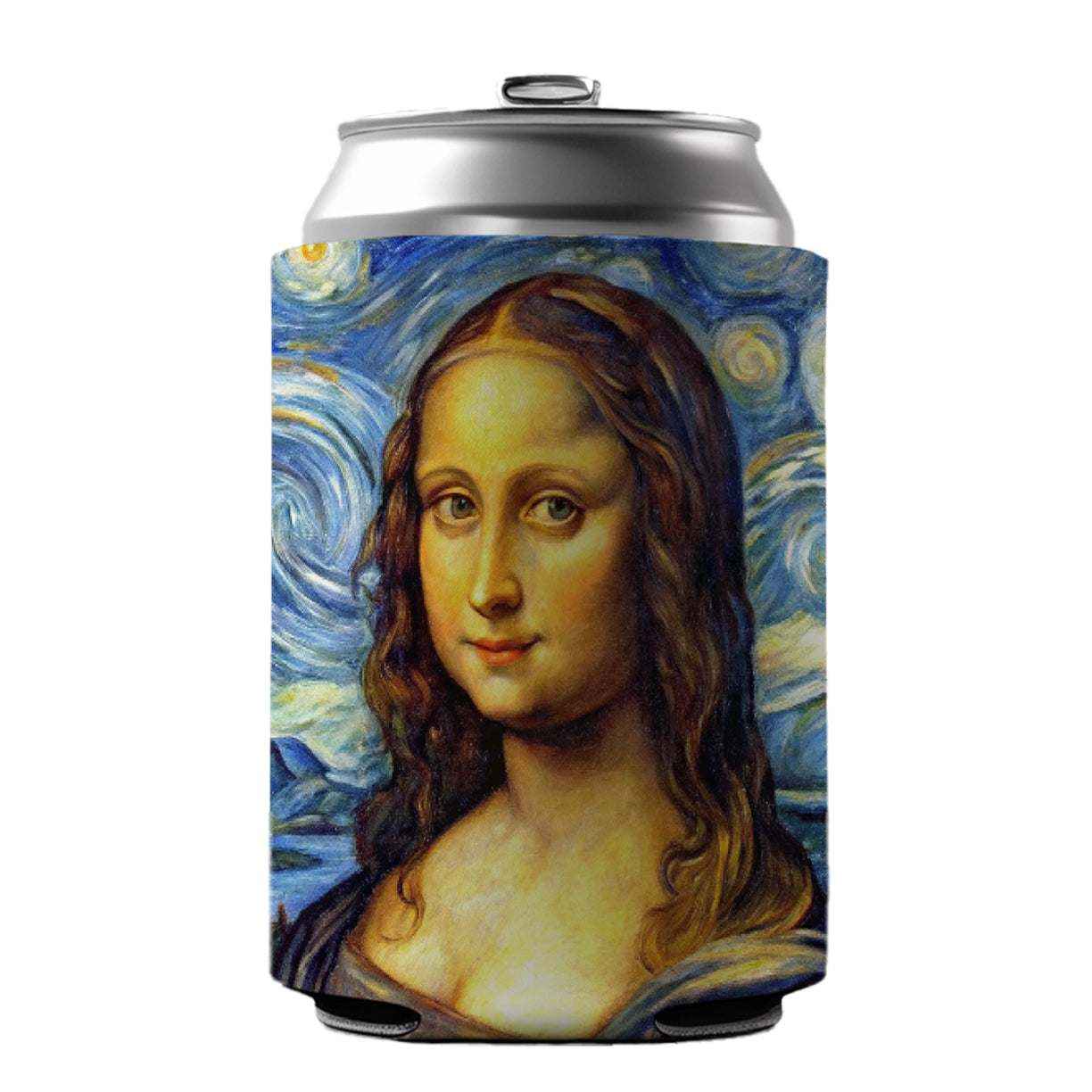 Mona Lisa Van Gogh Style Can Cooler Beer Soda Drink Insulated Holder Sleeve Hugger