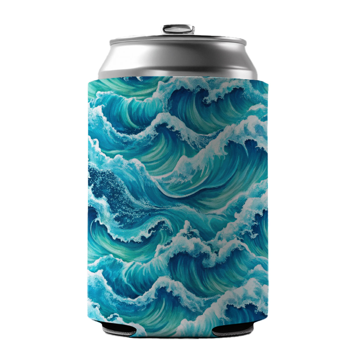 Ocean Waves Pattern Can Cooler Beer Soda Drink Insulated Holder Sleeve Hugger