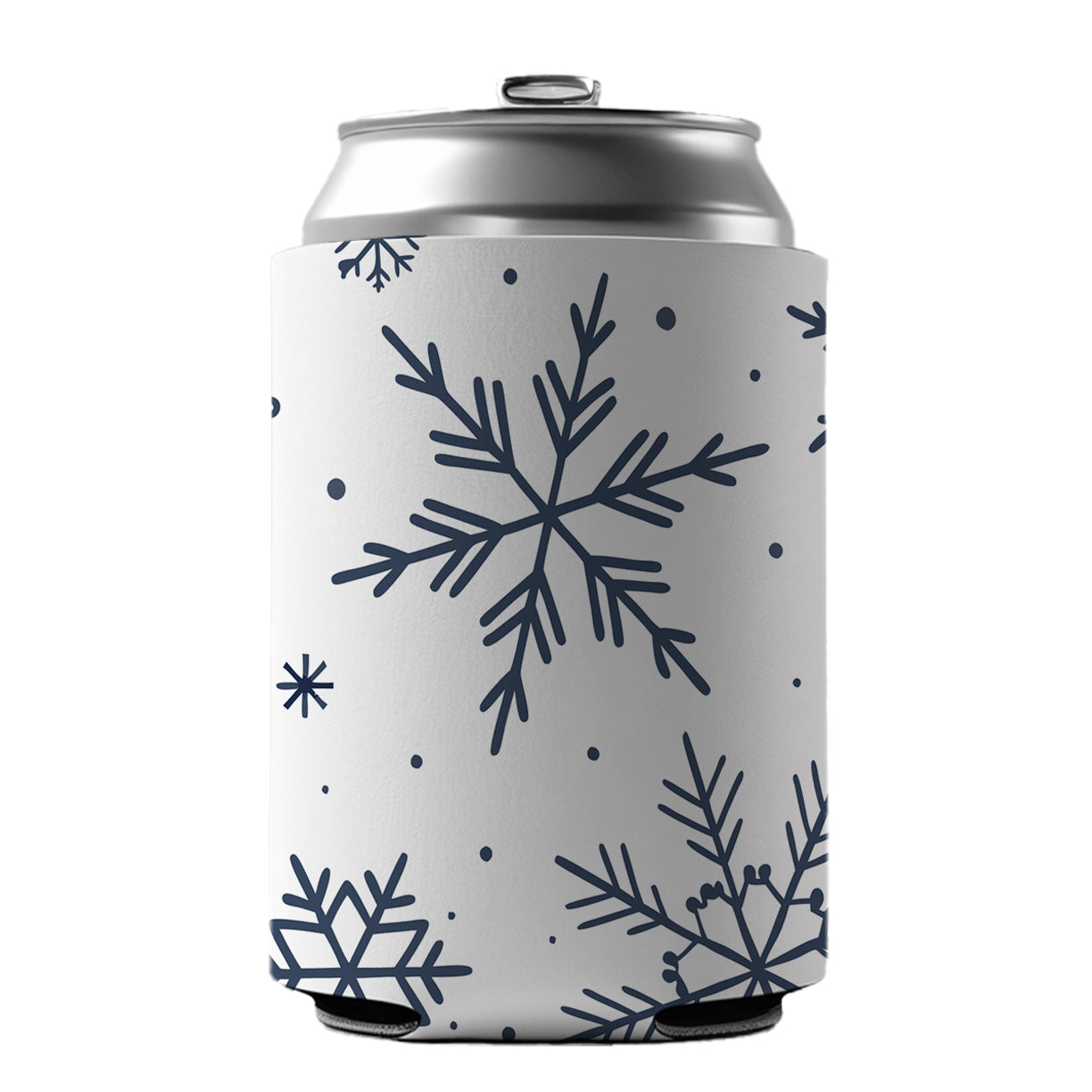 Scattered Snowflakes Winter Christmas Can Cooler Beer Soda Drink Insulated Holder Sleeve Hugger