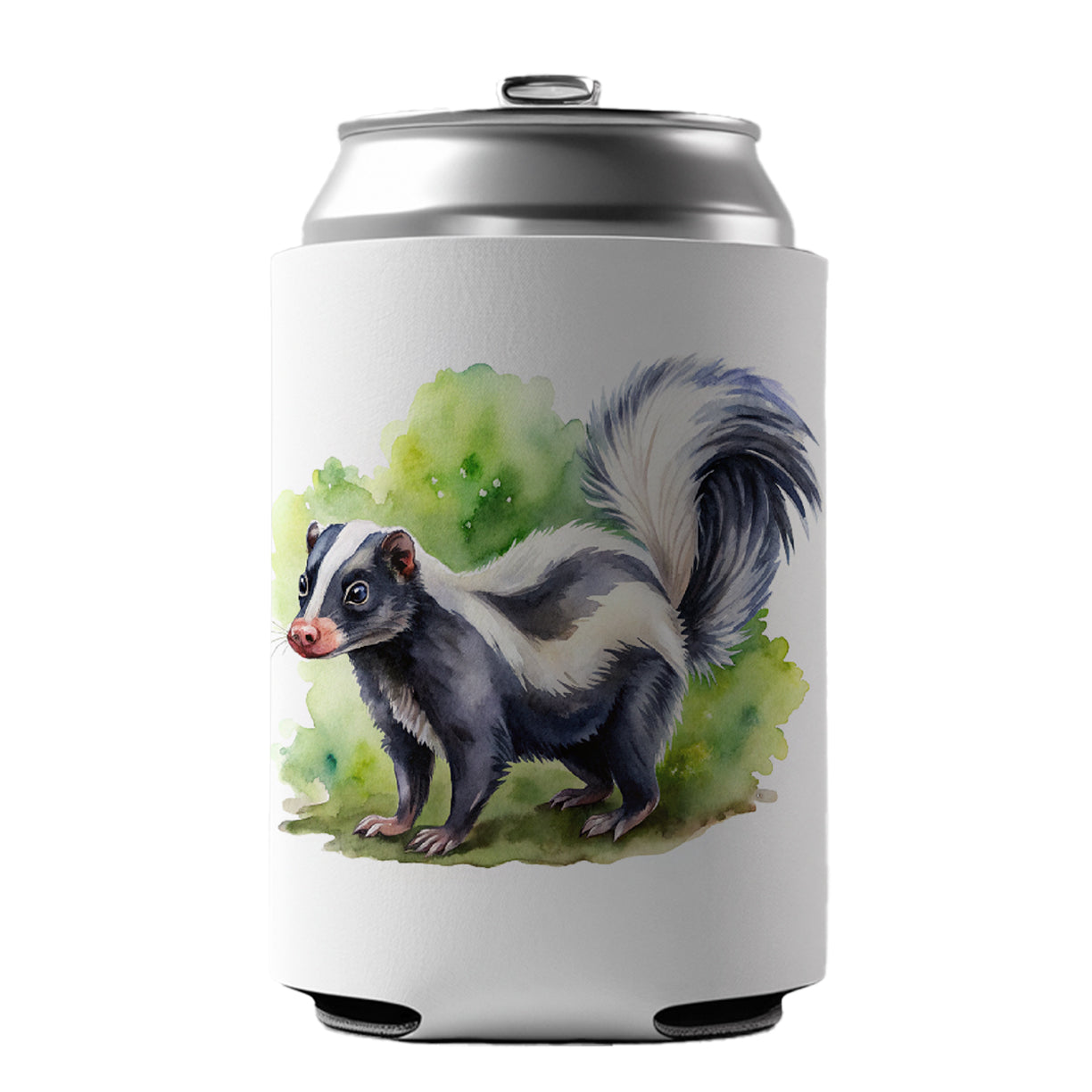 Skunk Watercolor Can Cooler Beer Soda Drink Insulated Holder Sleeve Hugger