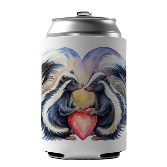 Skunks In Love Hearts Valentine's Day Can Cooler Beer Soda Drink Insulated Holder Sleeve Hugger