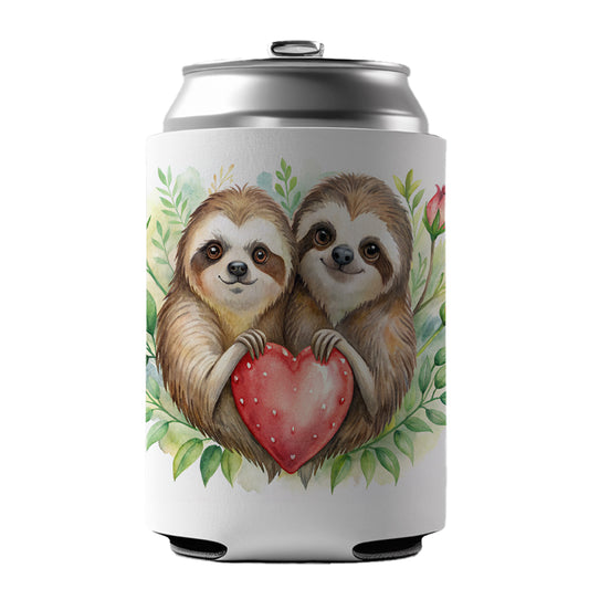 Sloths In Love Hearts Valentine's Day Can Cooler Beer Soda Drink Insulated Holder Sleeve Hugger