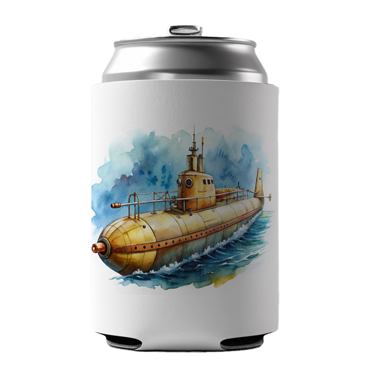 Steampunk Sci-fi Fantasy Retro Submarine Watercolor Can Cooler Beer Soda Drink Insulated Holder Sleeve Hugger