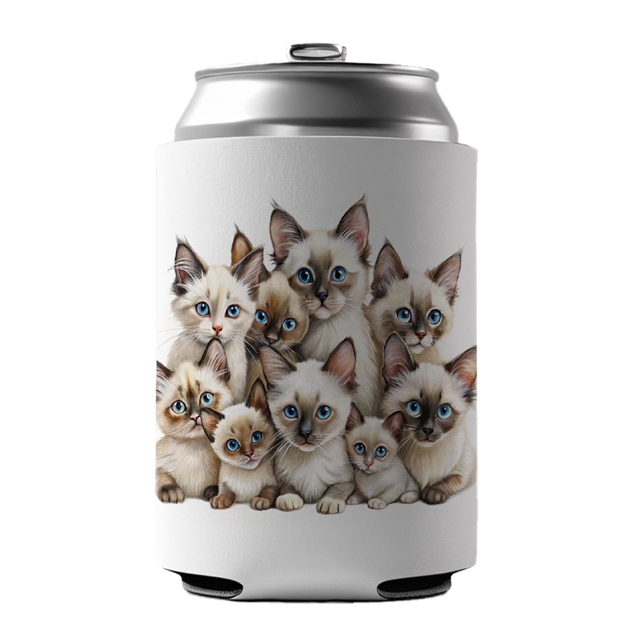 Sweet Balinese Cats Can Cooler Beer Soda Drink Insulated Holder Sleeve Hugger