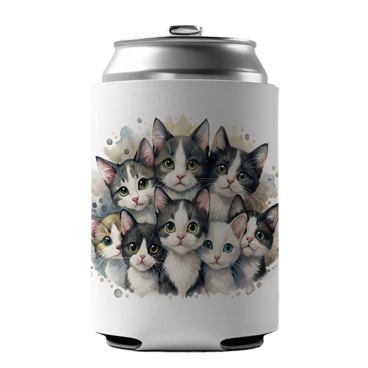 Sweet Black And White Cats Can Cooler Beer Soda Drink Insulated Holder Sleeve Hugger