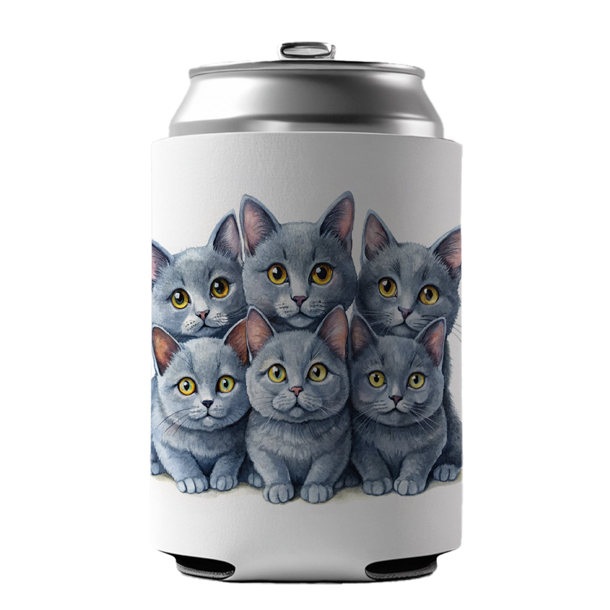 Sweet Chartreux Cats Can Cooler Beer Soda Drink Insulated Holder Sleeve Hugger