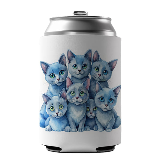 Sweet Russian Blue Cats Can Cooler Beer Soda Drink Insulated Holder Sleeve Hugger