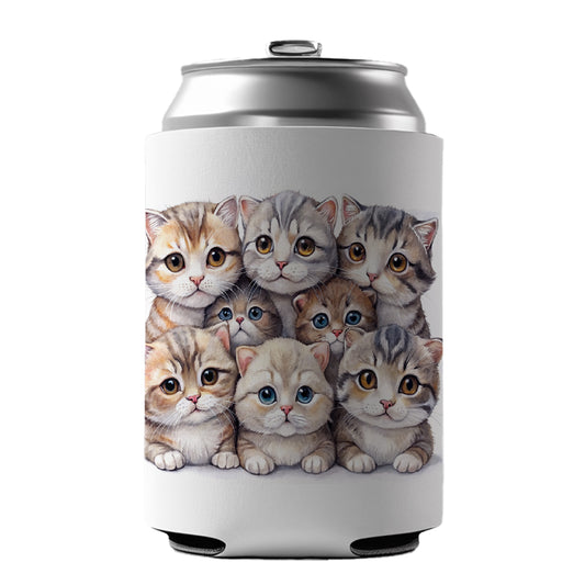 Sweet Scottish Fold Cats Can Cooler Beer Soda Drink Insulated Holder Sleeve Hugger