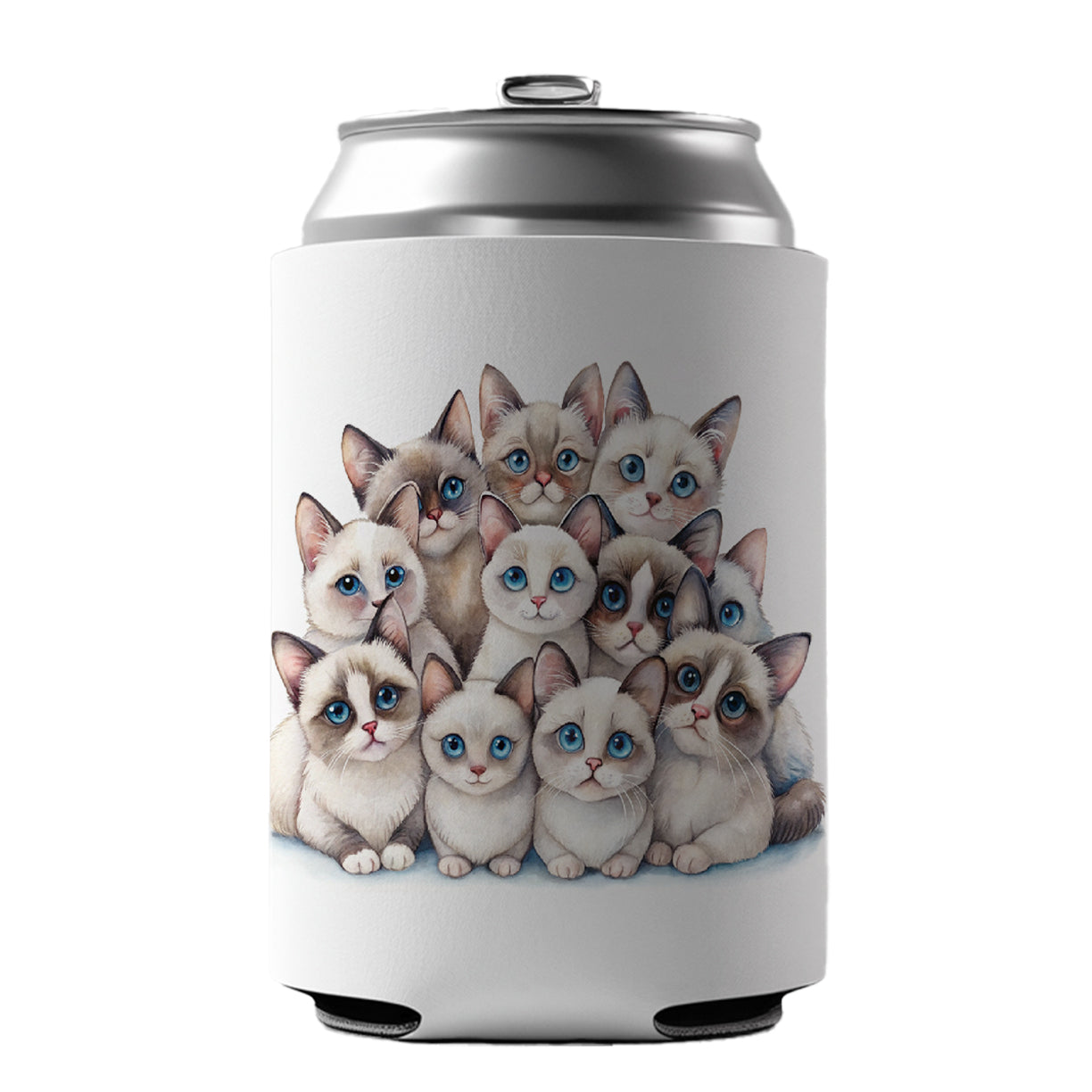 Sweet Snowshoe Cats Can Cooler Beer Soda Drink Insulated Holder Sleeve Hugger