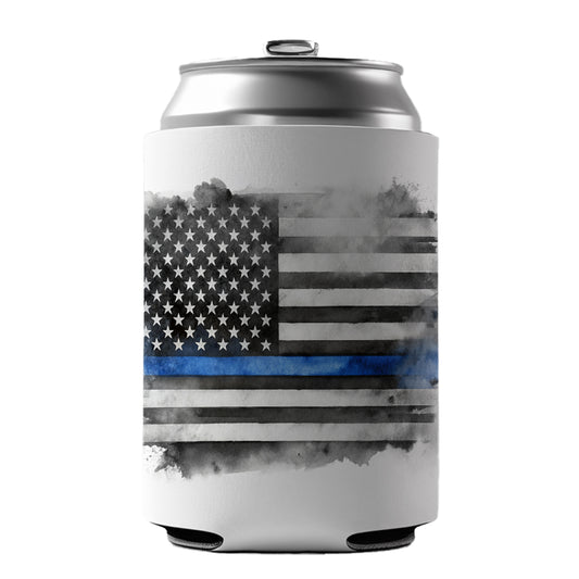 Thin Blue Line Black And White American Flag Support Policemen Police Can Cooler Beer Soda Drink Insulated Holder Sleeve Hugger