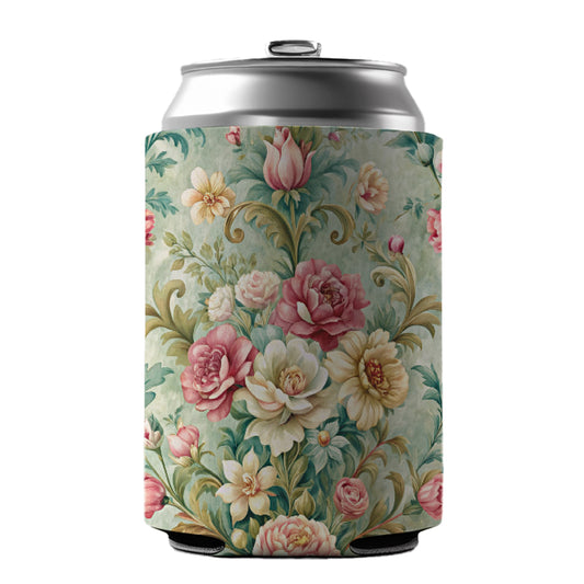 Victorian Flowers Floral Wallpaper Can Cooler Beer Soda Drink Insulated Holder Sleeve Hugger