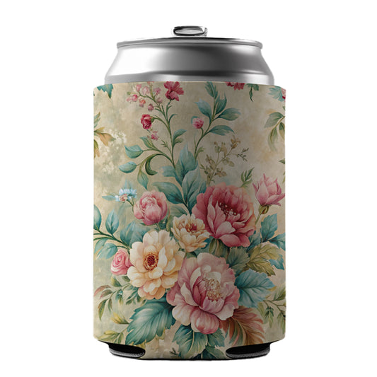 Victorian Flowers Wallpaper Can Cooler Beer Soda Drink Insulated Holder Sleeve Hugger