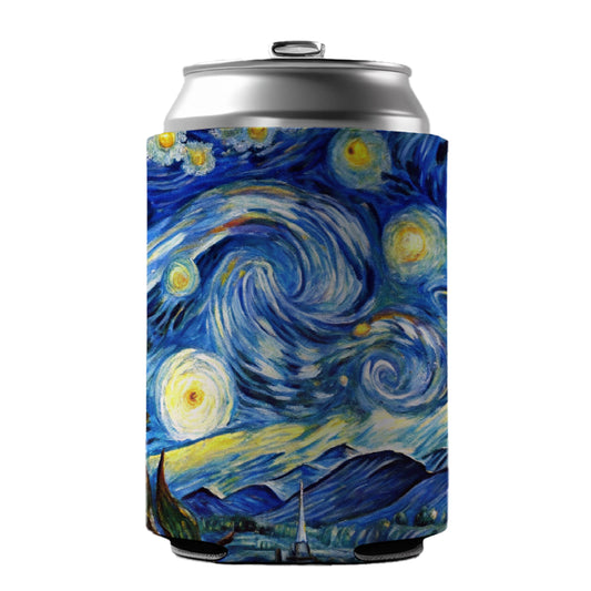 Watercolor Faux Van Gogh Starry Night Can Cooler Beer Soda Drink Insulated Holder Sleeve Hugger